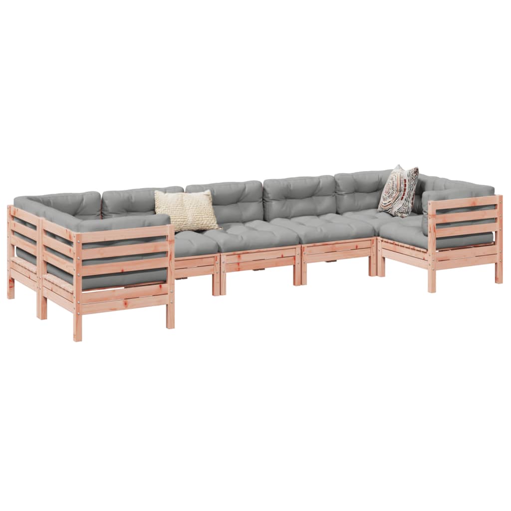 7-delige Loungeset met kussens massief douglas vurenhout