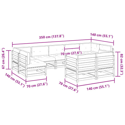 9-delige Loungeset met kussens massief grenenhout