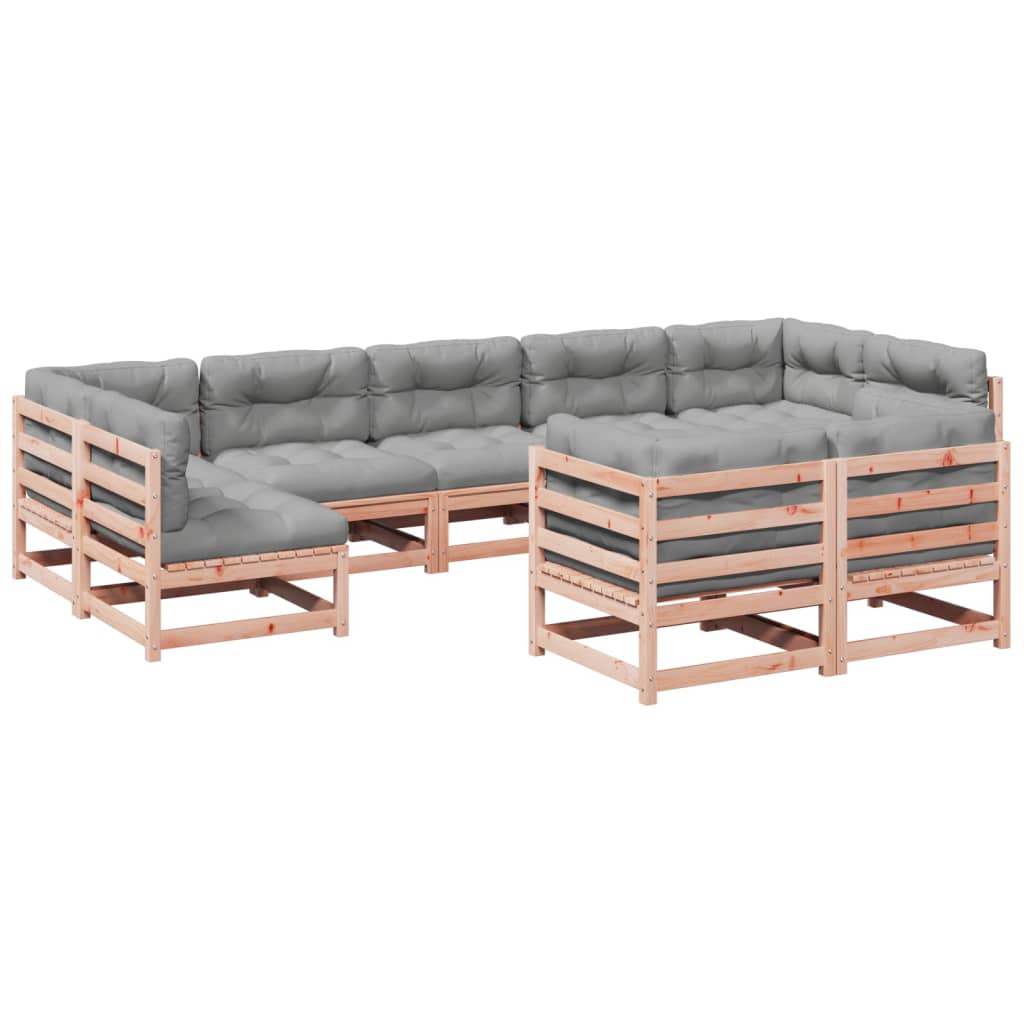 9-delige Loungeset met kussens massief douglas vurenhout