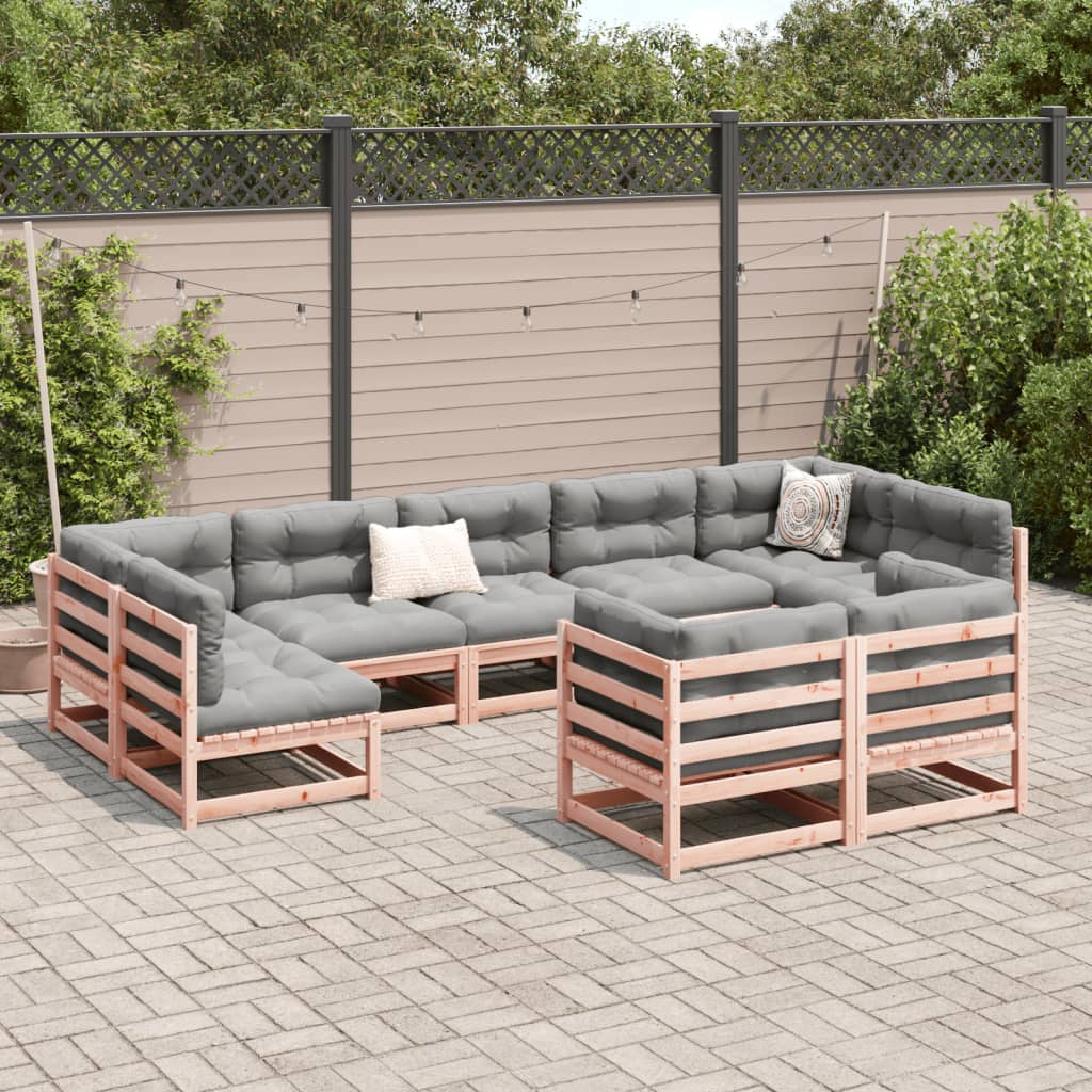 9-delige Loungeset met kussens massief douglas vurenhout