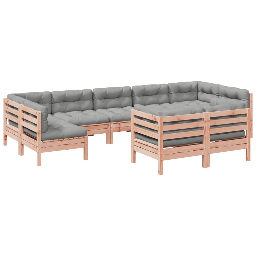 9-delige Loungeset met kussens massief douglas vurenhout