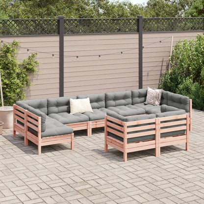 9-delige Loungeset met kussens massief douglas vurenhout