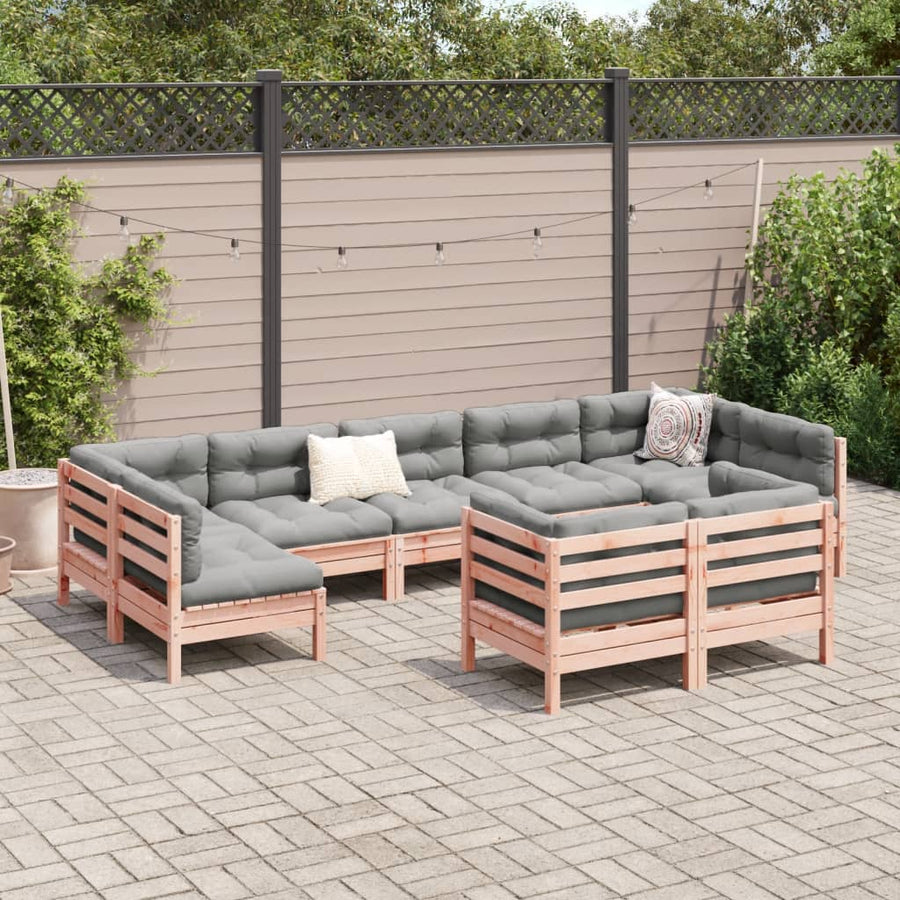 9-delige Loungeset met kussens massief douglas vurenhout