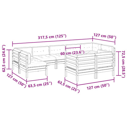 9-delige Loungeset met kussens massief douglas vurenhout