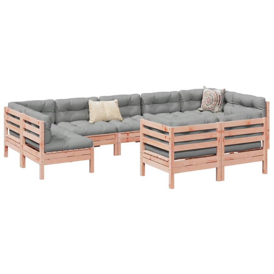 9-delige Loungeset met kussens massief douglas vurenhout
