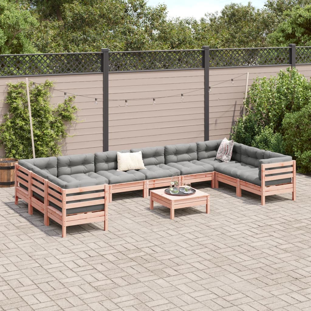 11-delige Loungeset met kussens massief douglas vurenhout