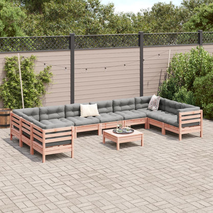 11-delige Loungeset met kussens massief douglas vurenhout