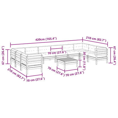 11-delige Loungeset met kussens massief douglas vurenhout