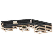 Loungeset massief grenenhout 12-delig