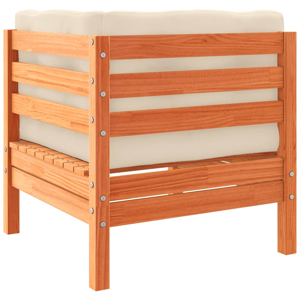 12-delige Loungeset met kussens massief grenenhout wasbruin