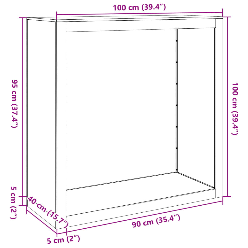 Haardhoutrek Roestvrij Staal 100 x 40 x 100 cm
