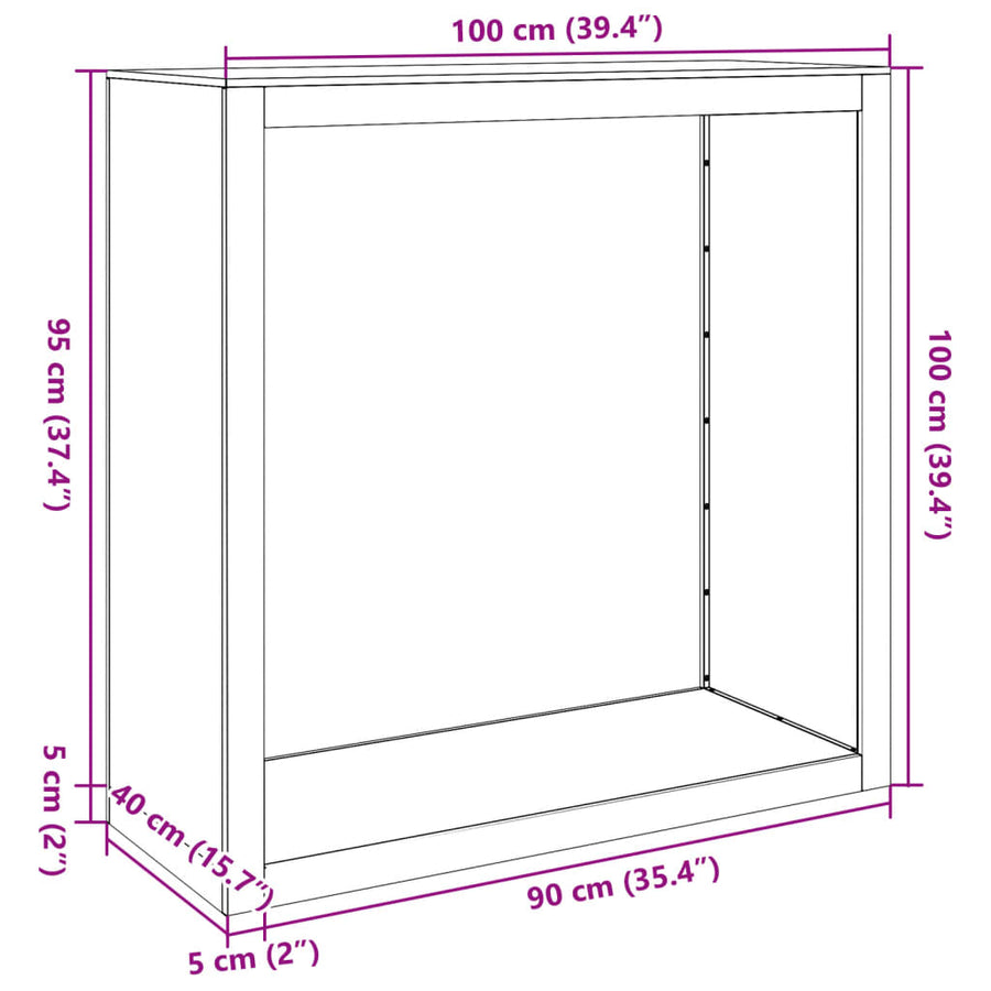 Haardhoutrek Roestvrij Staal 100 x 40 x 100 cm