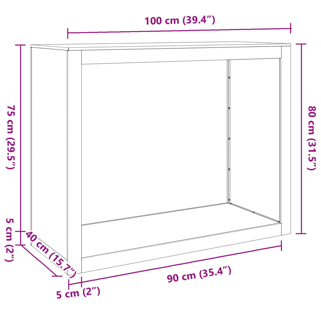 Haardhoutrek 100x40x80 cm roestvrij staal