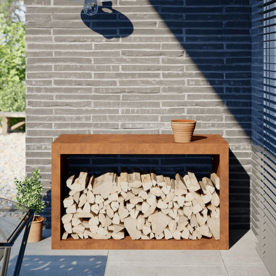 Haardhoutrek 100x40x60 cm cortenstaal