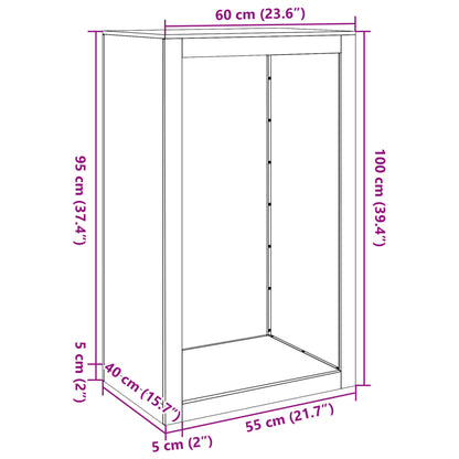 Haardhoutrek 60x40x100 cm staal wit
