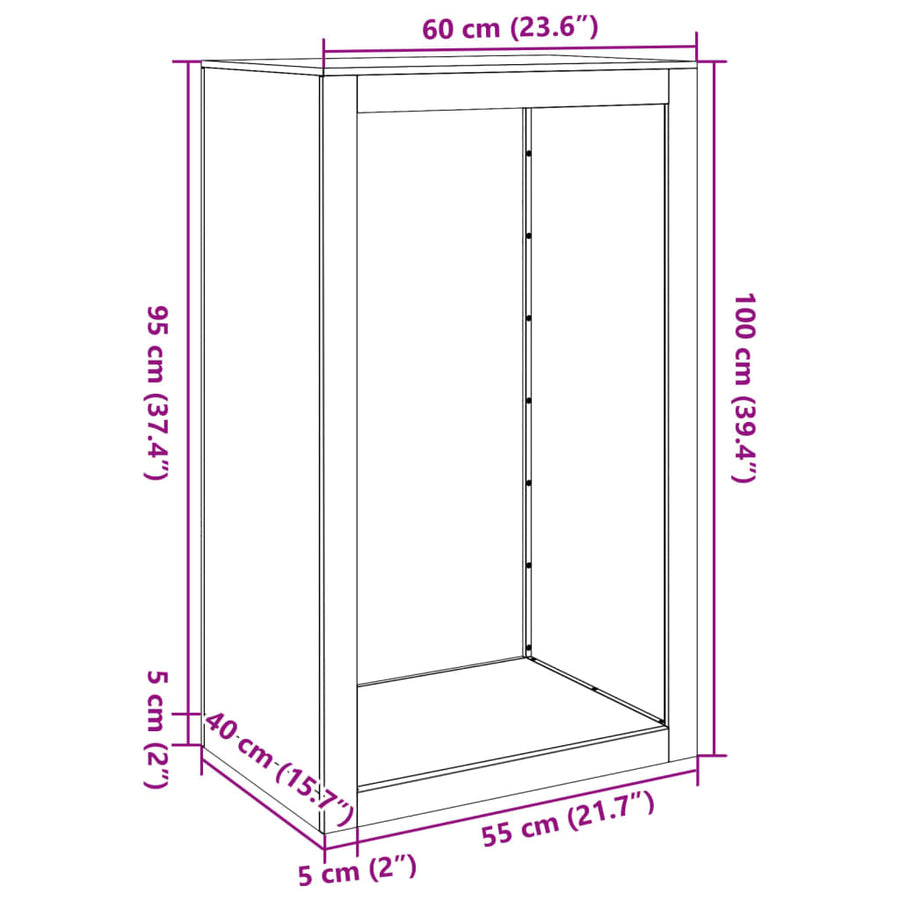 Haardhoutrek 60x40x100 cm gegalvaniseerd staal