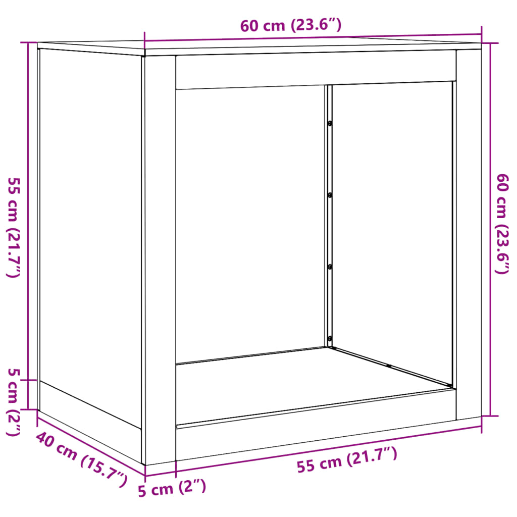 Haardhoutrek 60x40x60 cm staal wit