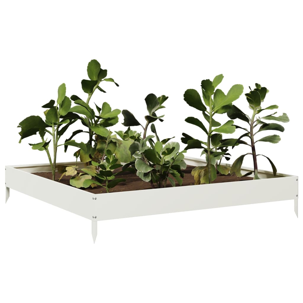 Plantenbak verhoogd 100x100x18,5 cm staal wit