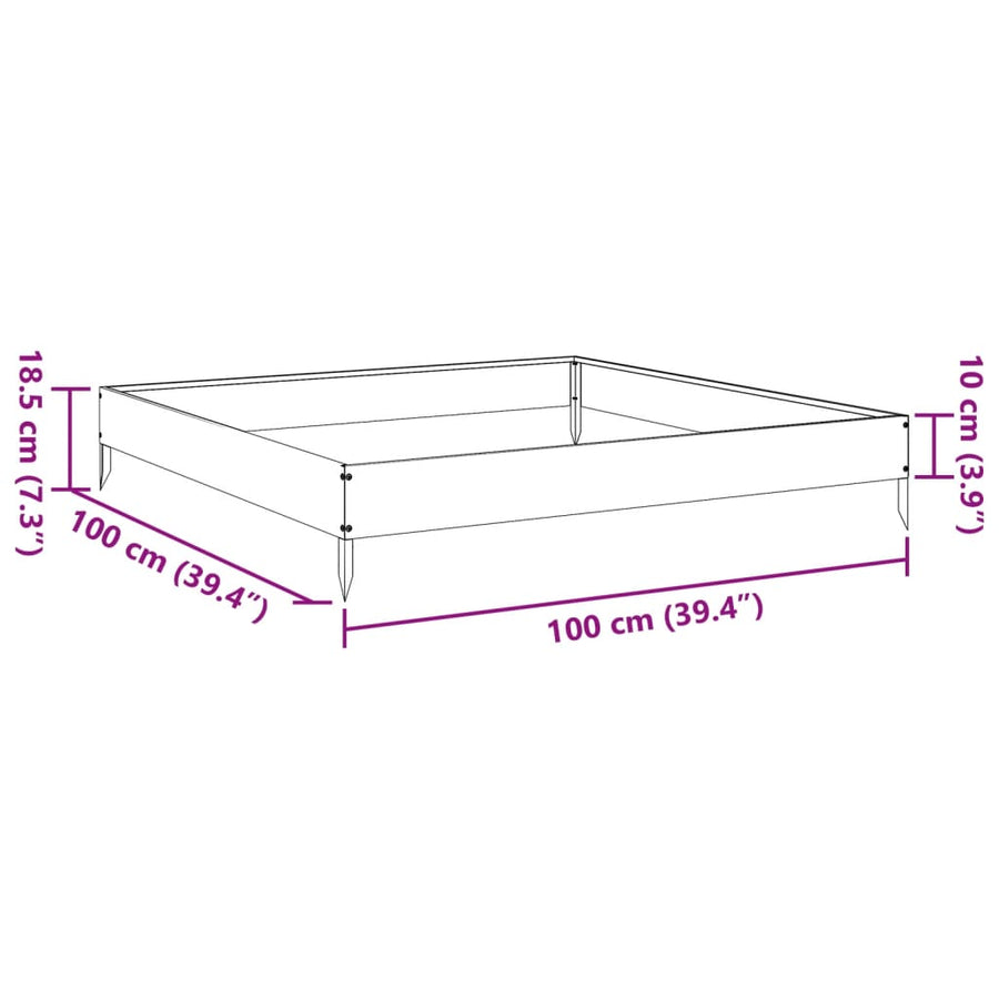 Plantenbak verhoogd 100x100x18,5 cm staal antracietkleurig