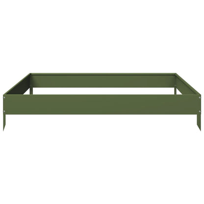 Plantenbak verhoogd 100x100x18,5 cm staal olijfgroen