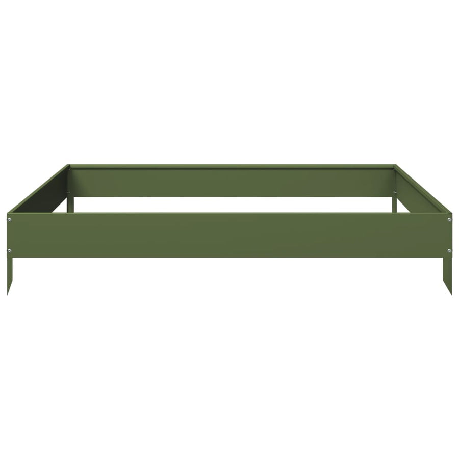 Plantenbak verhoogd 100x100x18,5 cm staal olijfgroen