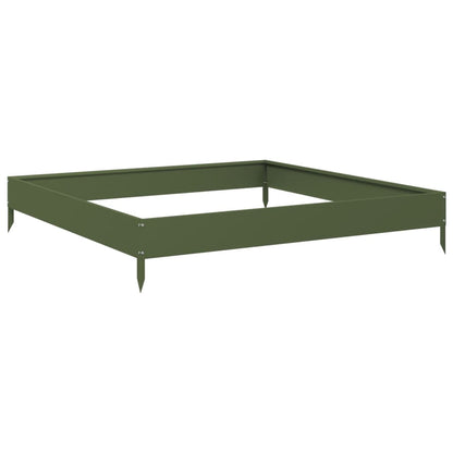 Plantenbak verhoogd 100x100x18,5 cm staal olijfgroen