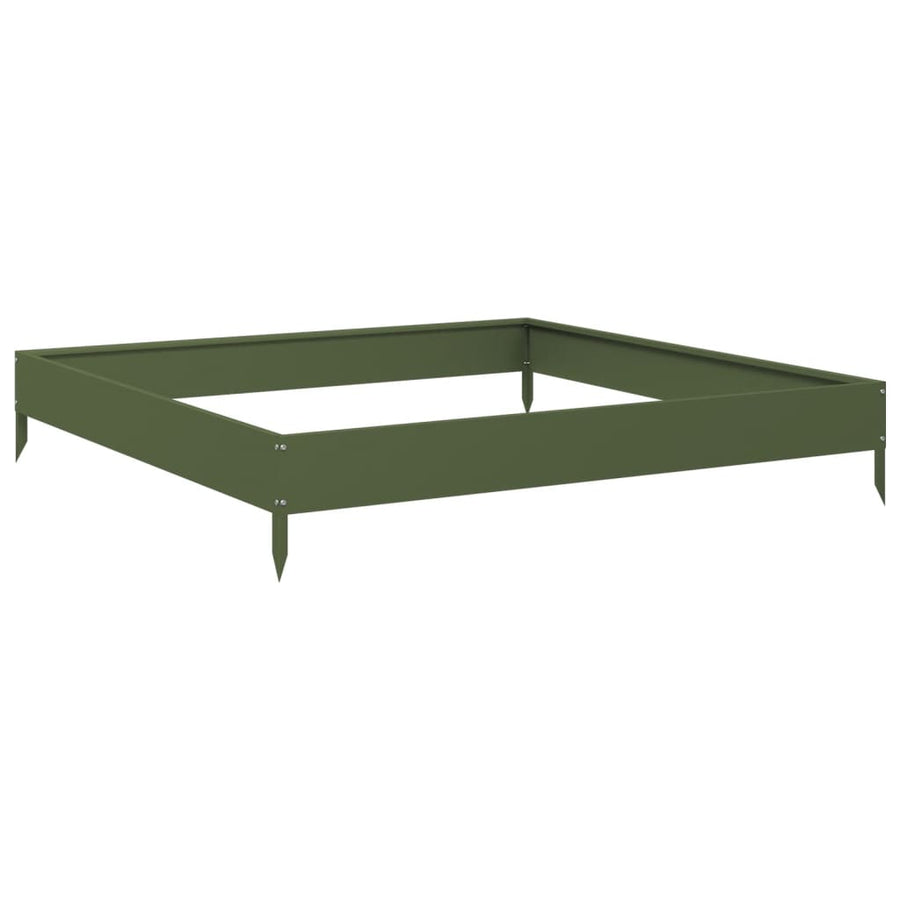 Plantenbak verhoogd 100x100x18,5 cm staal olijfgroen