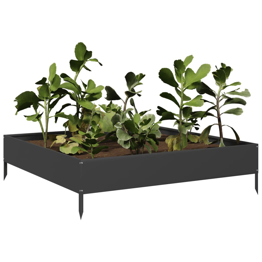 Plantenbak verhoogd 100x100x26 cm staal zwart