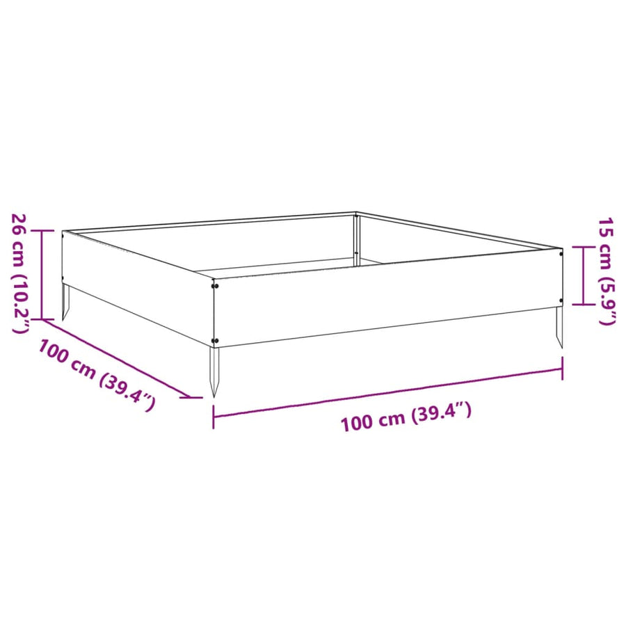 Plantenbak verhoogd 100x100x26 cm staal zwart