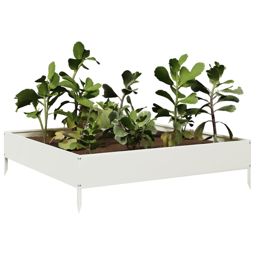 Plantenbak verhoogd 100x100x26 cm staal wit
