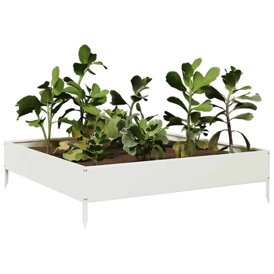 Plantenbak verhoogd 100x100x26 cm staal wit