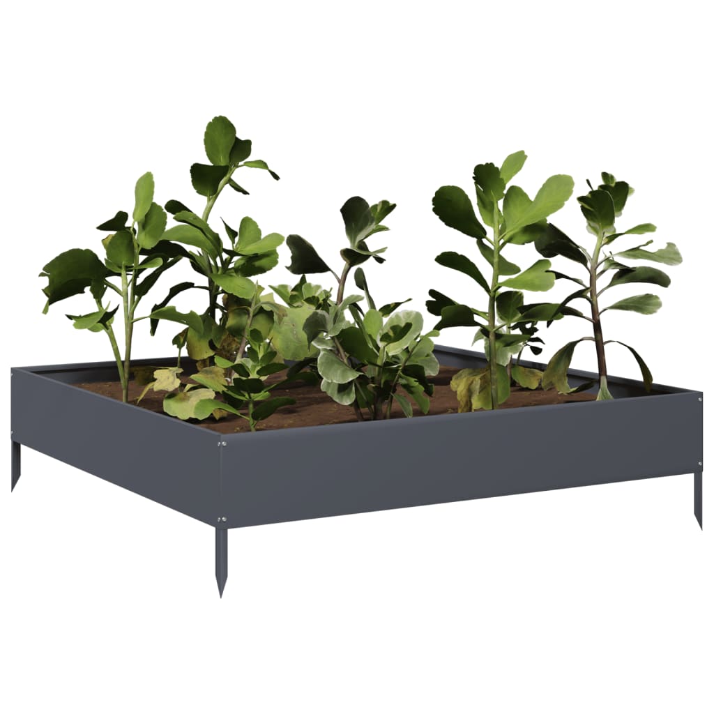 Plantenbak verhoogd 100x100x26 cm staal antracietkleurig