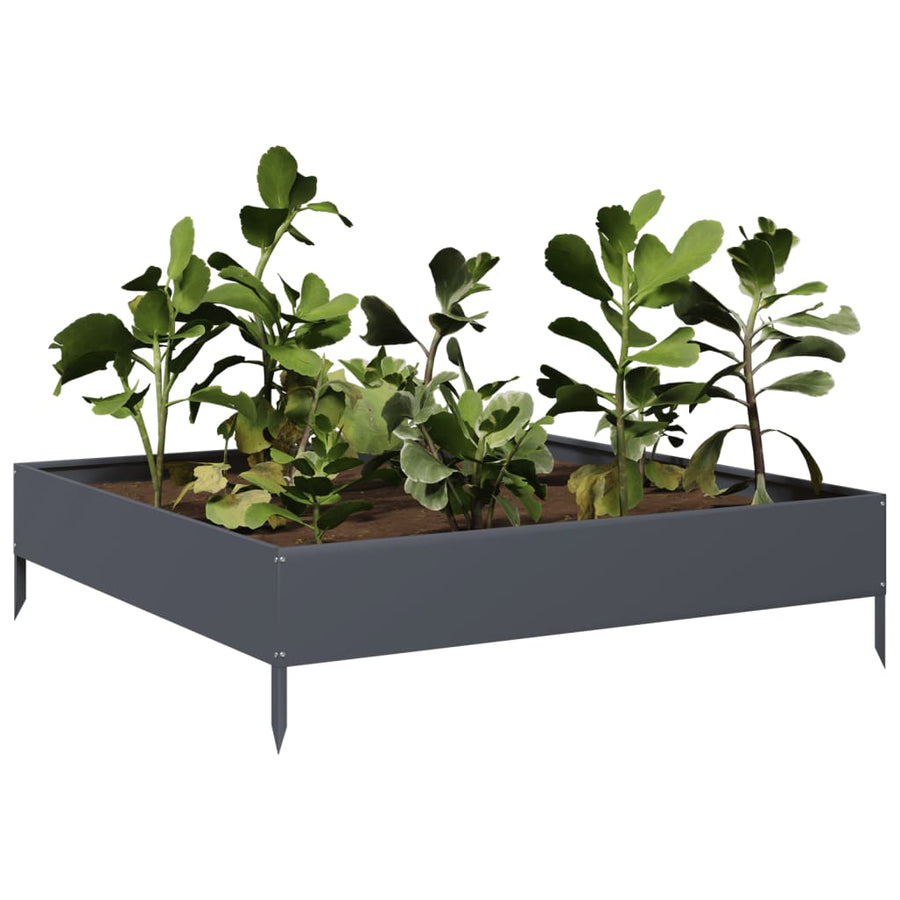 Plantenbak verhoogd 100x100x26 cm staal antracietkleurig