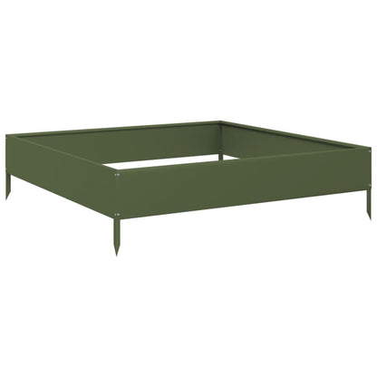 Plantenbak verhoogd 100x100x26 cm staal olijfgroen