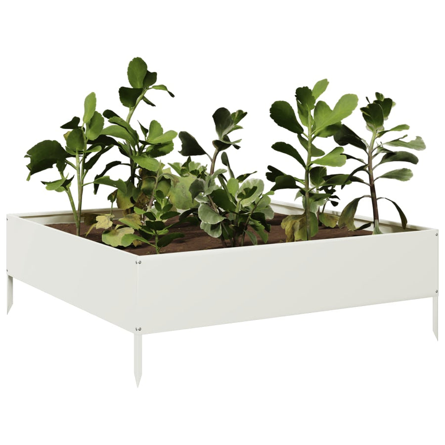 Plantenbak verhoogd 100x100x33,5 cm staal wit