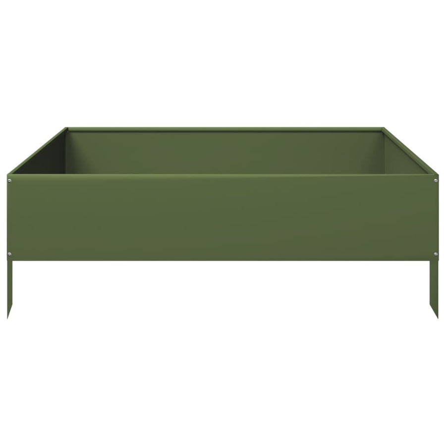 Plantenbak verhoogd 100x100x33,5 cm staal olijfgroen