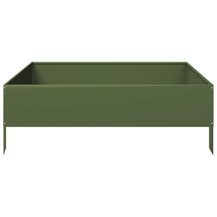 Plantenbak verhoogd 100x100x33,5 cm staal olijfgroen