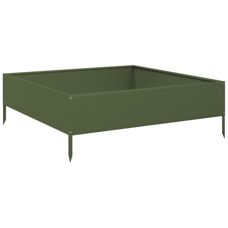 Plantenbak verhoogd 100x100x33,5 cm staal olijfgroen