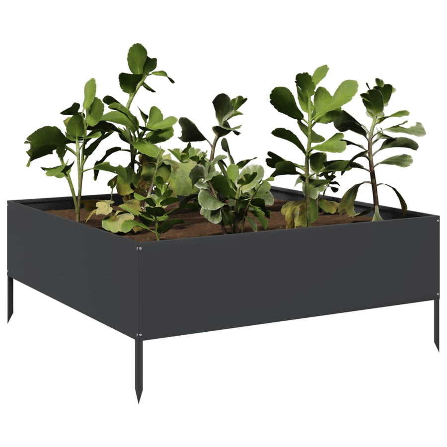 Plantenbak verhoogd 100x100x25 cm staal zwart