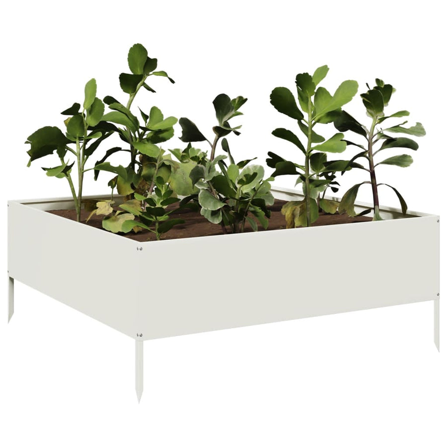 Plantenbak verhoogd 100x100x25 cm staal wit