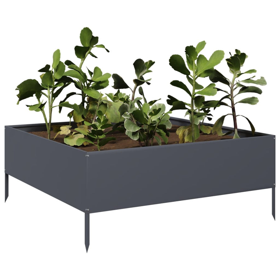 Plantenbak verhoogd 100x100x25 cm staal antracietkleurig