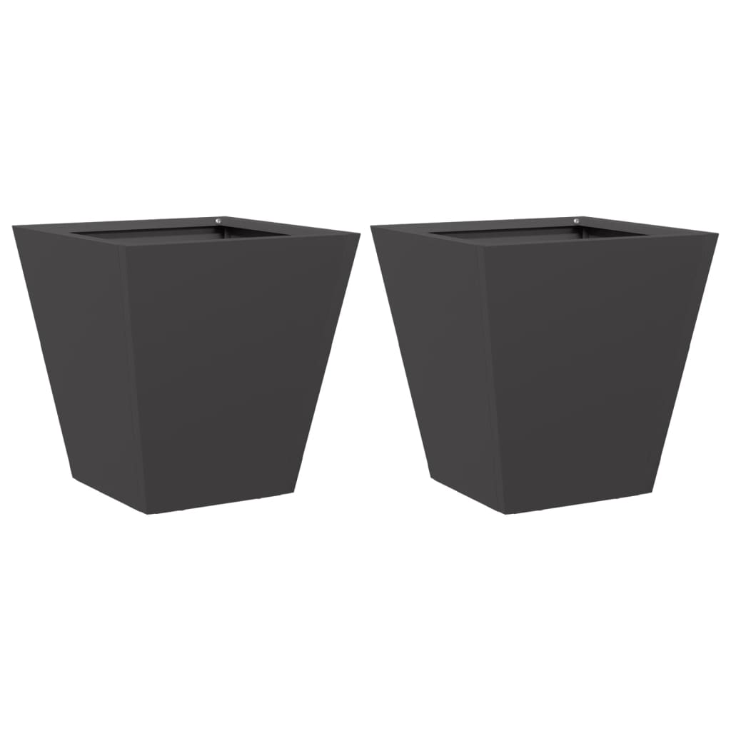 Plantenbakken 2 st 30x30x30 cm staal zwart