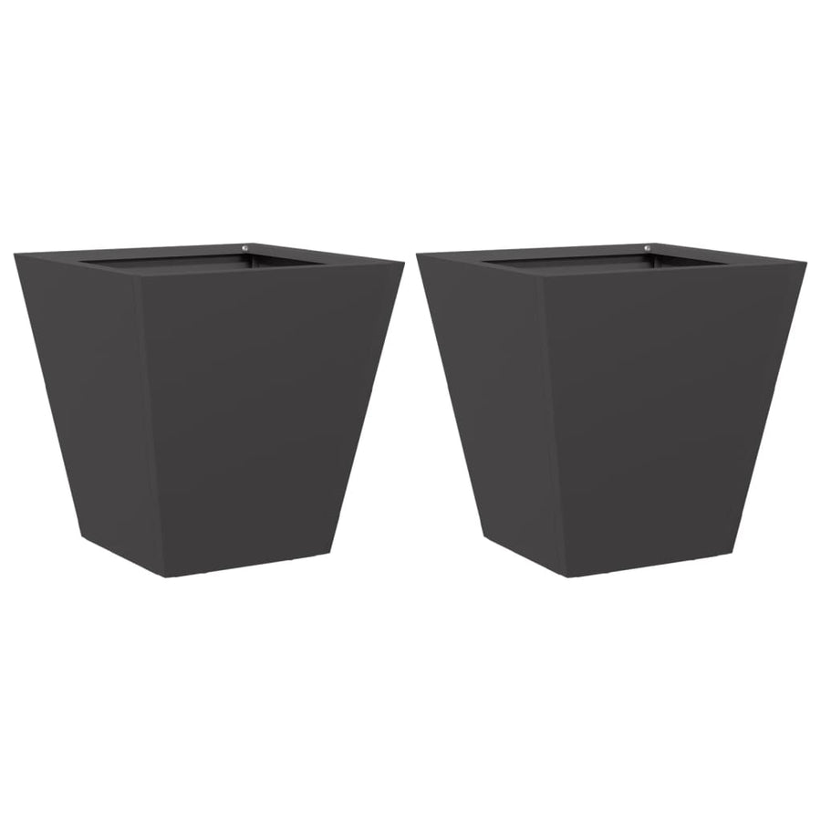 Plantenbakken 2 st 30x30x30 cm staal zwart