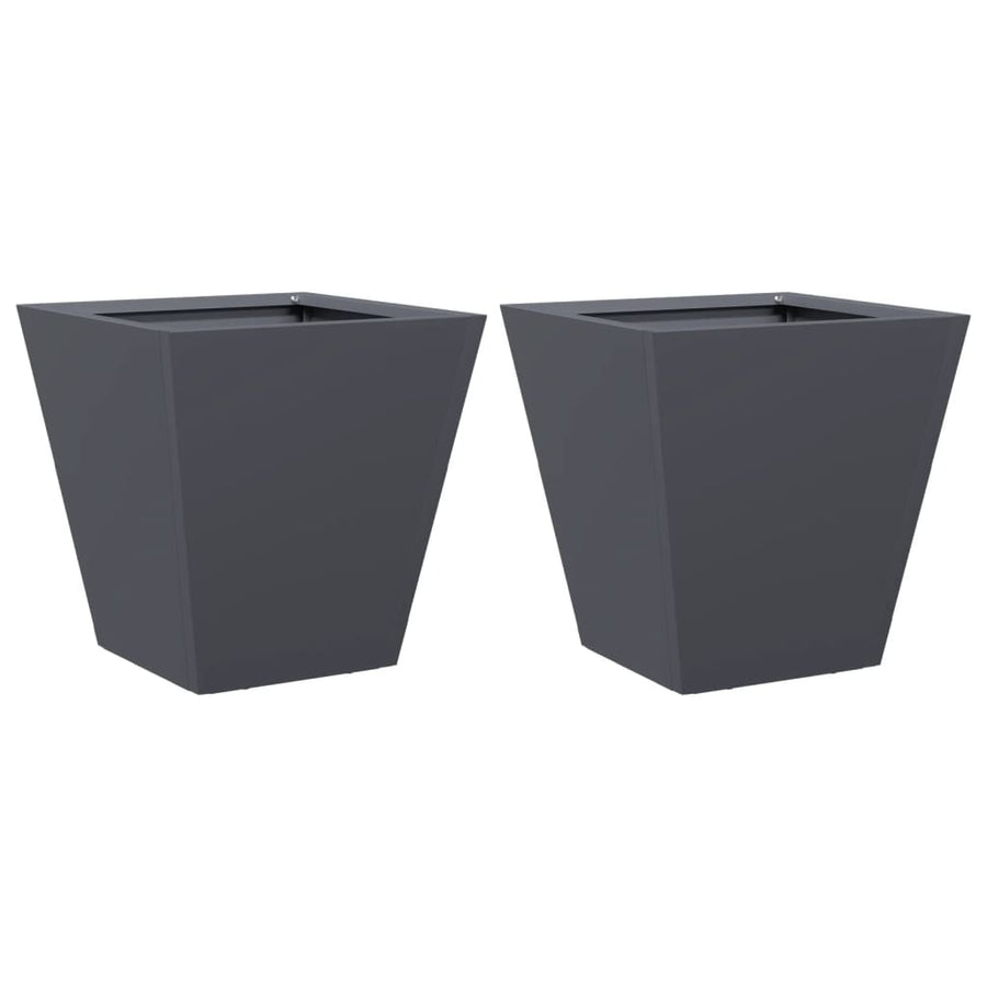 Plantenbakken 2 st 30x30x30 cm staal antracietkleurig
