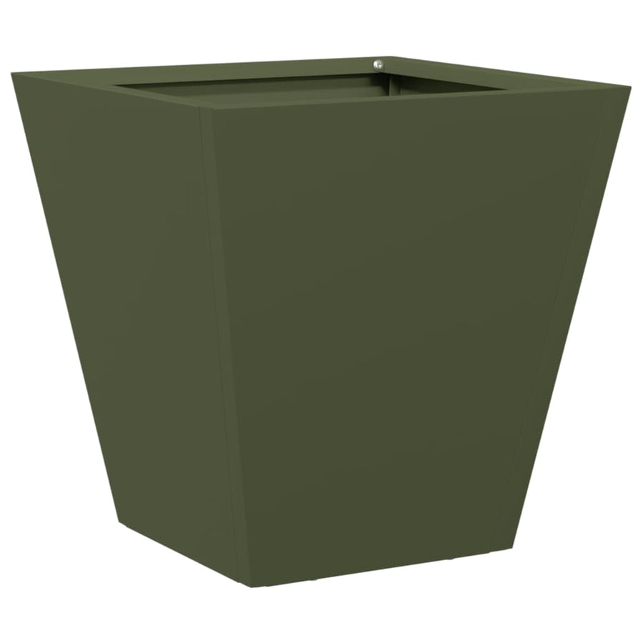 Plantenbak 30x30x30 cm staal olijfgroen