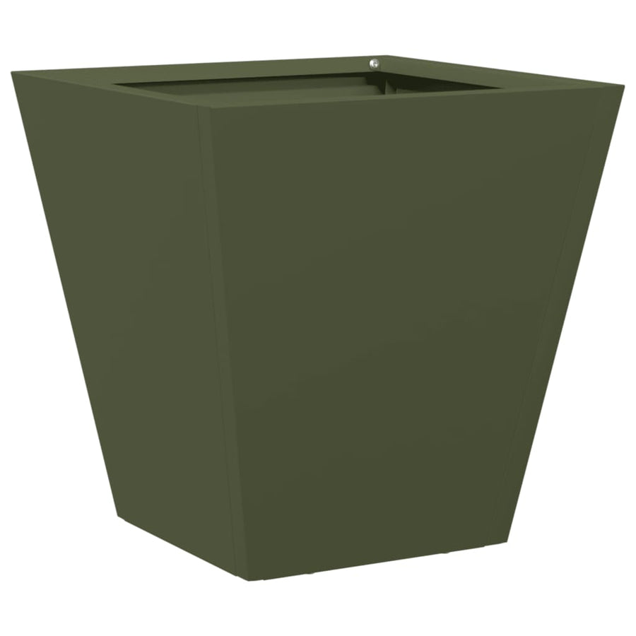 Plantenbak 30x30x30 cm staal olijfgroen