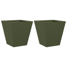 Plantenbakken 2 st 30x30x30 cm staal olijfgroen
