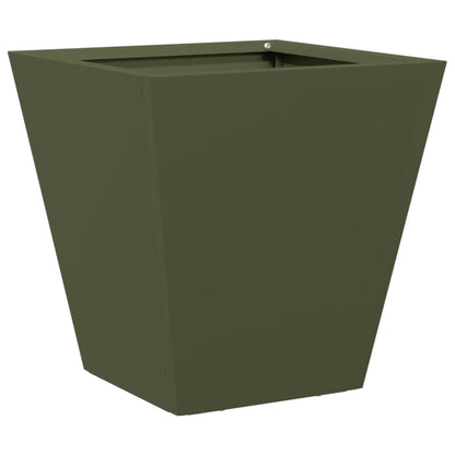 Plantenbakken 2 st 30x30x30 cm staal olijfgroen