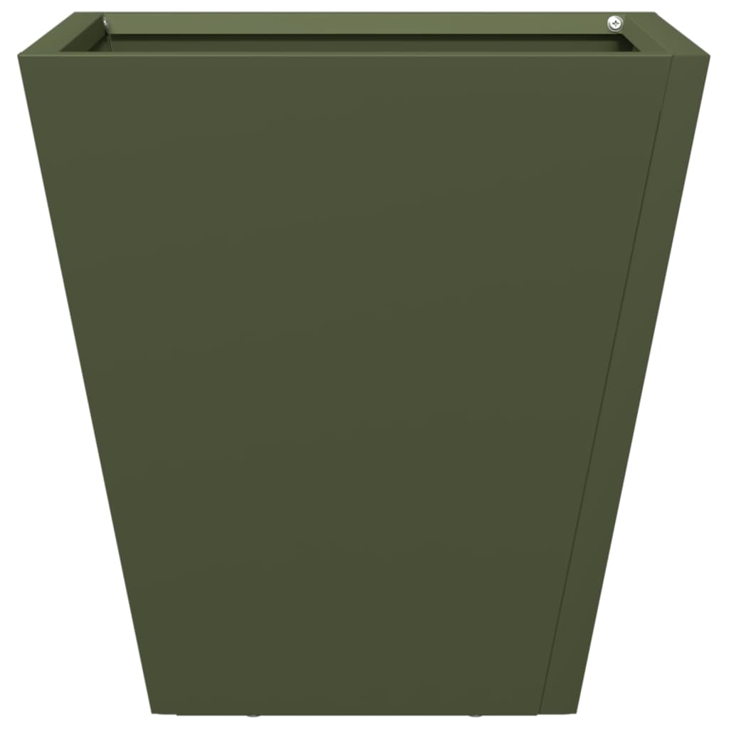 Plantenbakken 2 st 30x30x30 cm staal olijfgroen