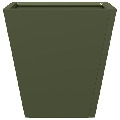 Plantenbakken 2 st 30x30x30 cm staal olijfgroen